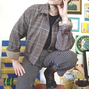 Plaid Jacket with Red and Brown Accents